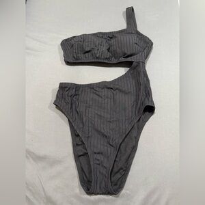 Shade & Shore Black One-Shoulder One Piece